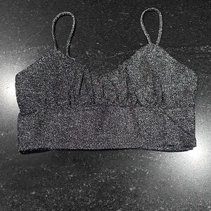 NWOT Mauby Black Silver Metallic Adjustable Strap‎ Cropped Cami Tank Small